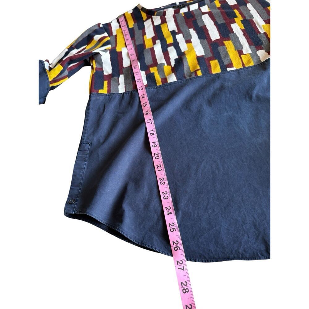 COS Colorblock Geometric Pattern Blouse Navy Abstract Print Top Size S - Picture 8 of 9